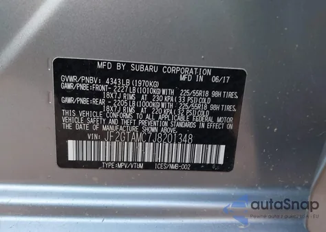 2018 Subaru Crosstrek 2.0I Limited z USA, uszkodzony, nr VIN JF2GTAMC7J8201348